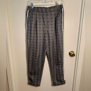 Indigo Rein EUC black/white plaid pant with yellow stripe, cuffed hem Size 7
